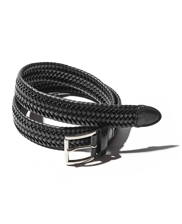 Leather intrecciato stretch belt