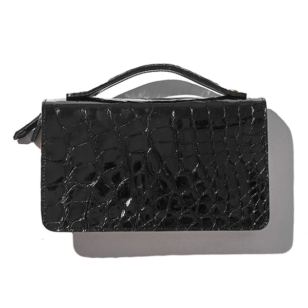クロコダイルレザー ダブルファスナー ミニセカンドバッグ – 買えるLEON