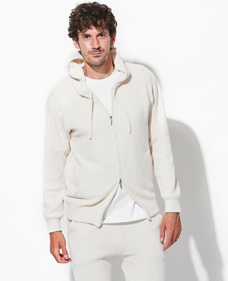 premium pile l/s zip hood
