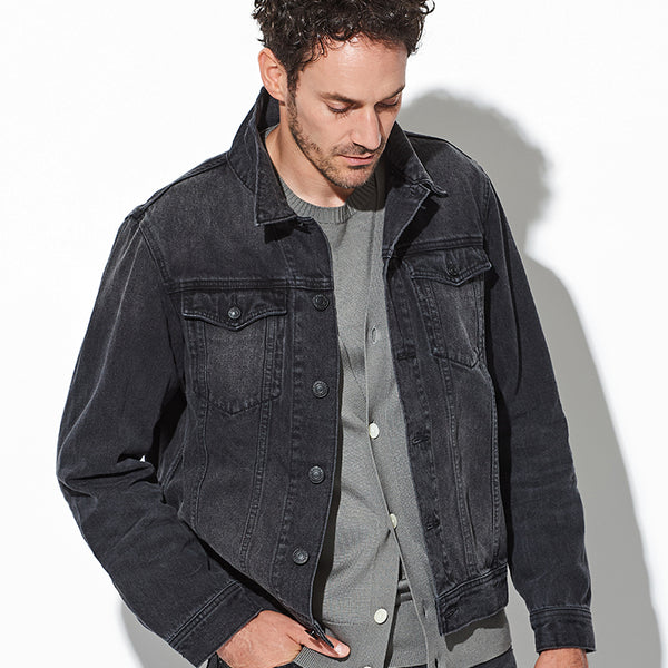 12オンス ソフトブラックデニム トラッカージャケット – 買えるLEON