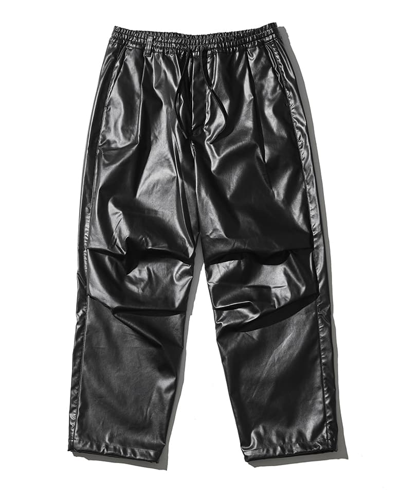 DOUBLEFACE FAUX LEATHER EASY PANTS