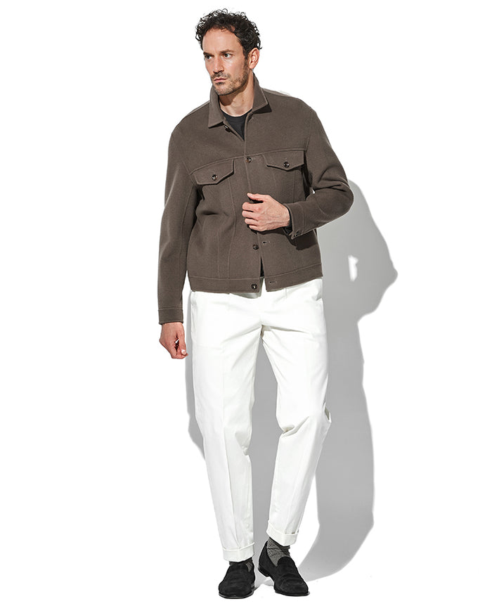 ウール/カシミヤ ダブルフェイスビーバー トラッカージャケット