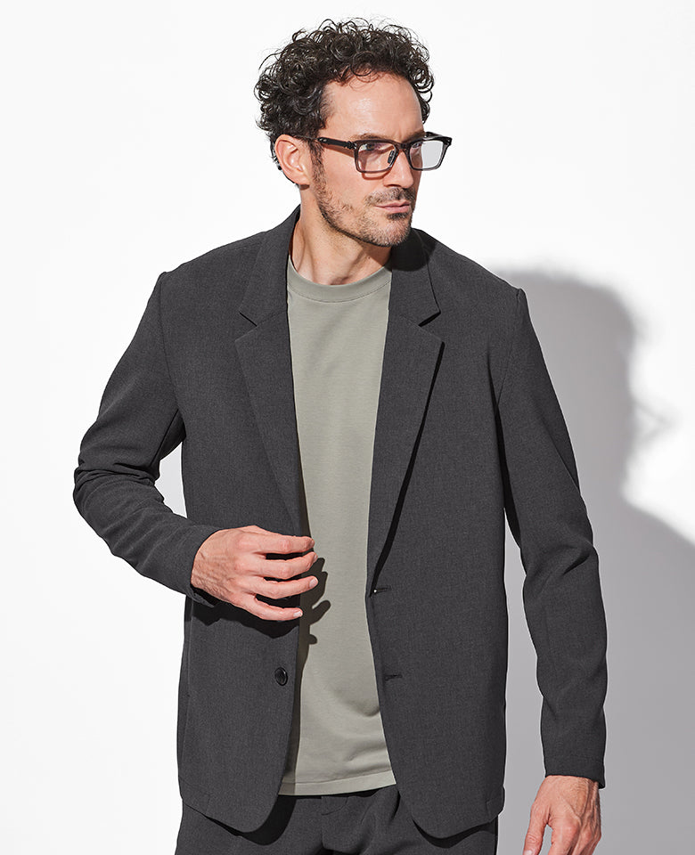 ポリエステルストレッチダブルクロスセットアップ（グレー）