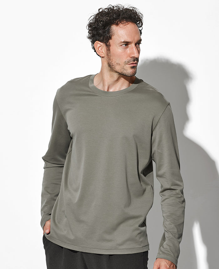 コットンダブルフェイス スリムフィットロングスリーブTee – 買えるLEON