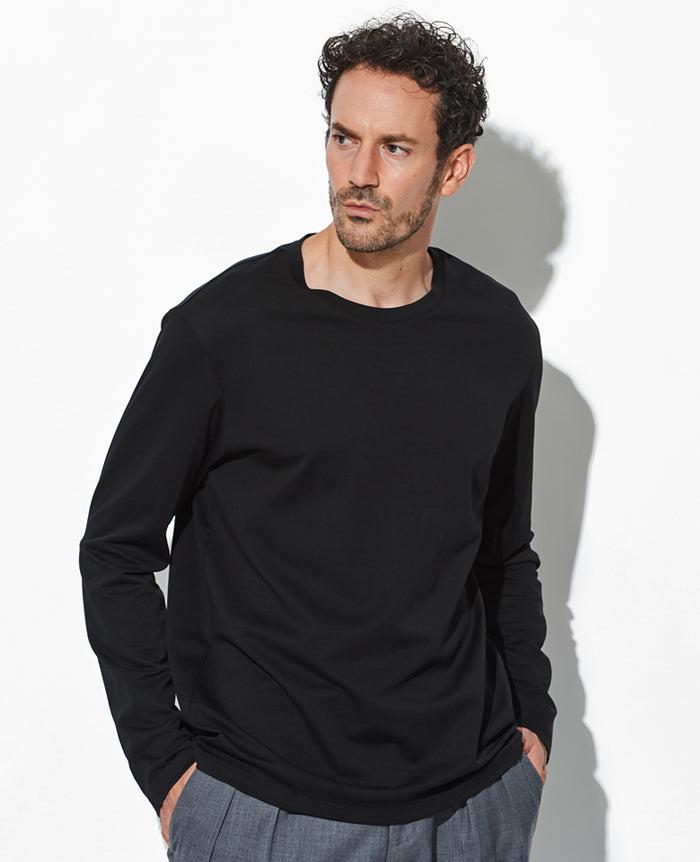 コットンダブルフェイス スリムフィットロングスリーブTee – 買えるLEON