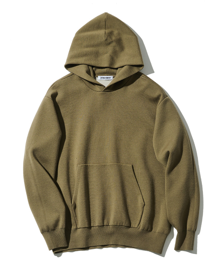 ウール/ポリエステル ダブルゲイスニット フーディ