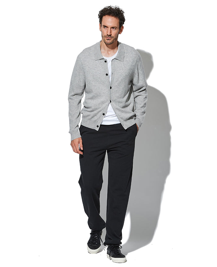 イタリア製」カシミア＆シルク ZIP カーディガン・ネイビー・サイズ54