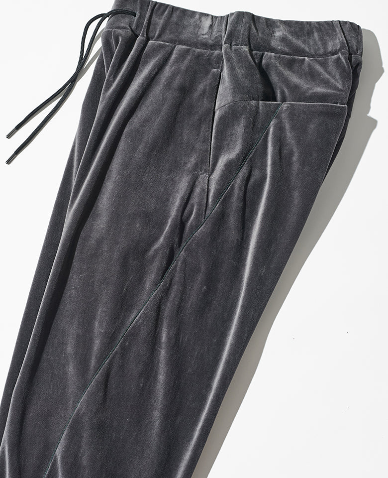 コットン/ポリエステル ベロアジャージー 3Dワイドトラックパンツ