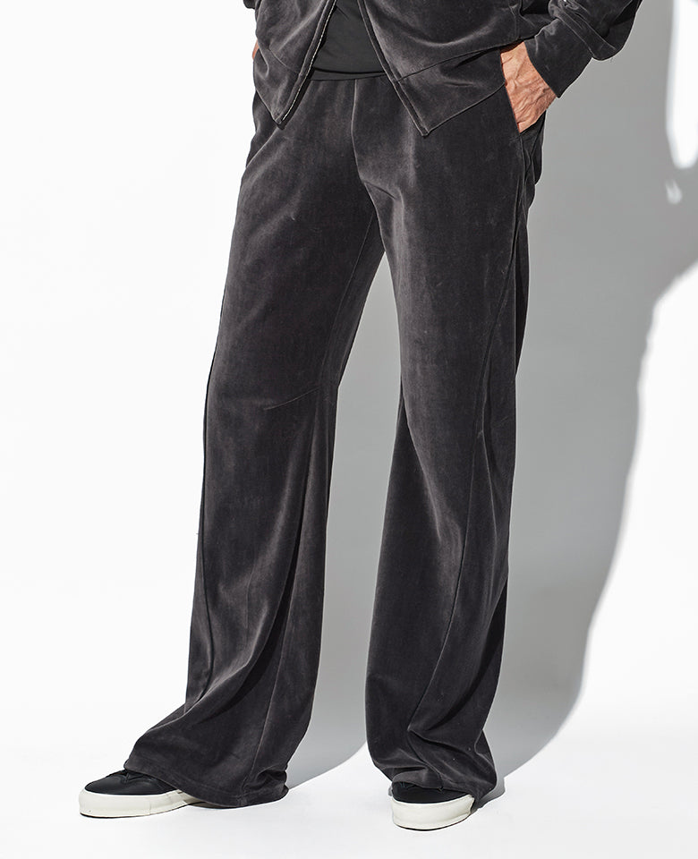 コットン/ポリエステル ベロアジャージセットアップ（ダークグレー）