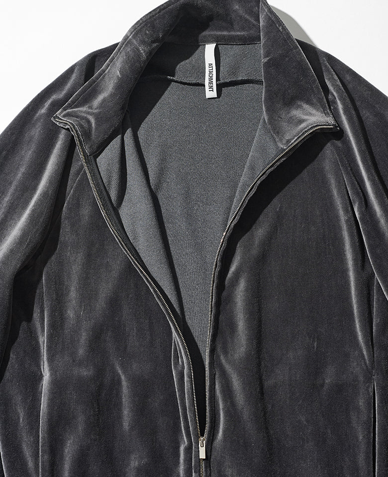 コットン/ポリエステル ベロアジャージセットアップ（ダークグレー）