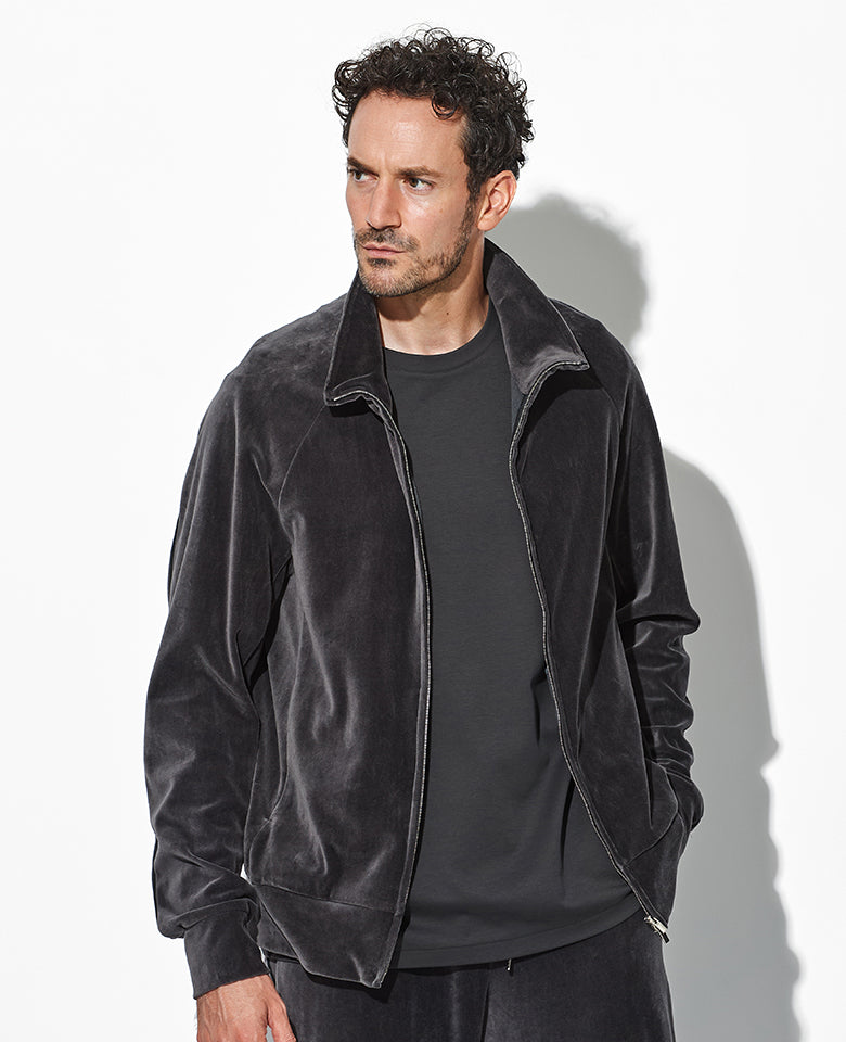 コットン/ポリエステル ベロアジャージ トラックジャケット