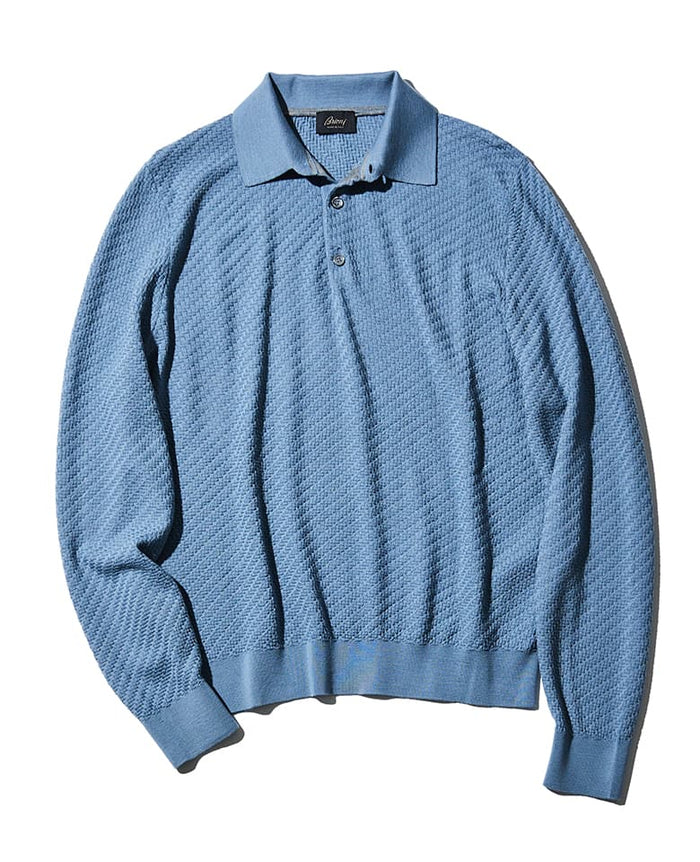 名門GALLIA 極上の紳士ポロセーター　買えるLEONモデル　粋なブルー色 ポロセーター – 買えるLEON