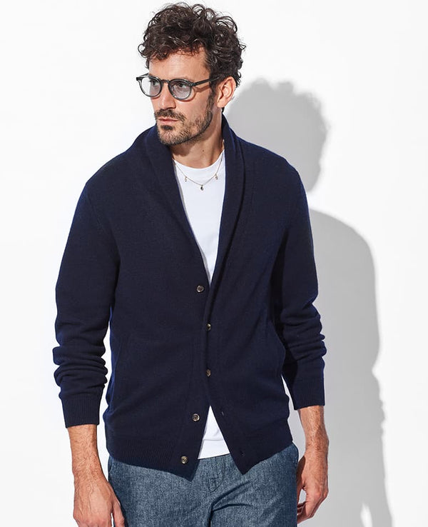 Cashmere Painters Shawl Collar Cardigan