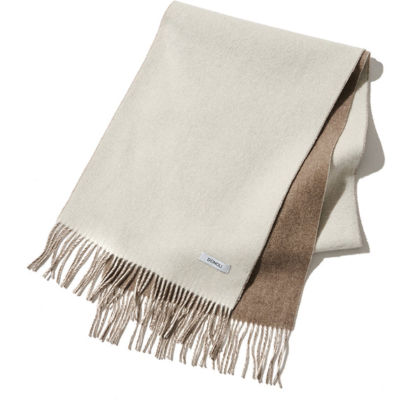 リバーシブル赤ベージュストライプマフラー リバーシブル赤ベージュストライプマフラー