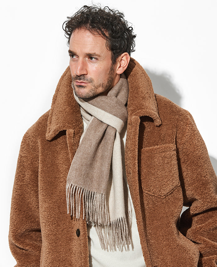 リバーシブル赤ベージュストライプマフラー リバーシブル赤ベージュストライプマフラー リバーシブル赤