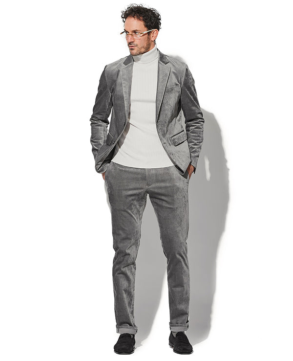 別珍ストレッチセットアップ（グレー）