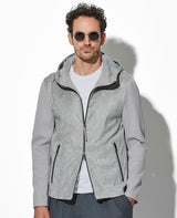 ツイードプリントポリエステルスエードパーカ