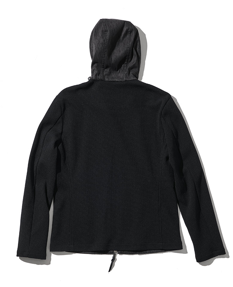 ツイードプリントポリエステルスエードパーカ