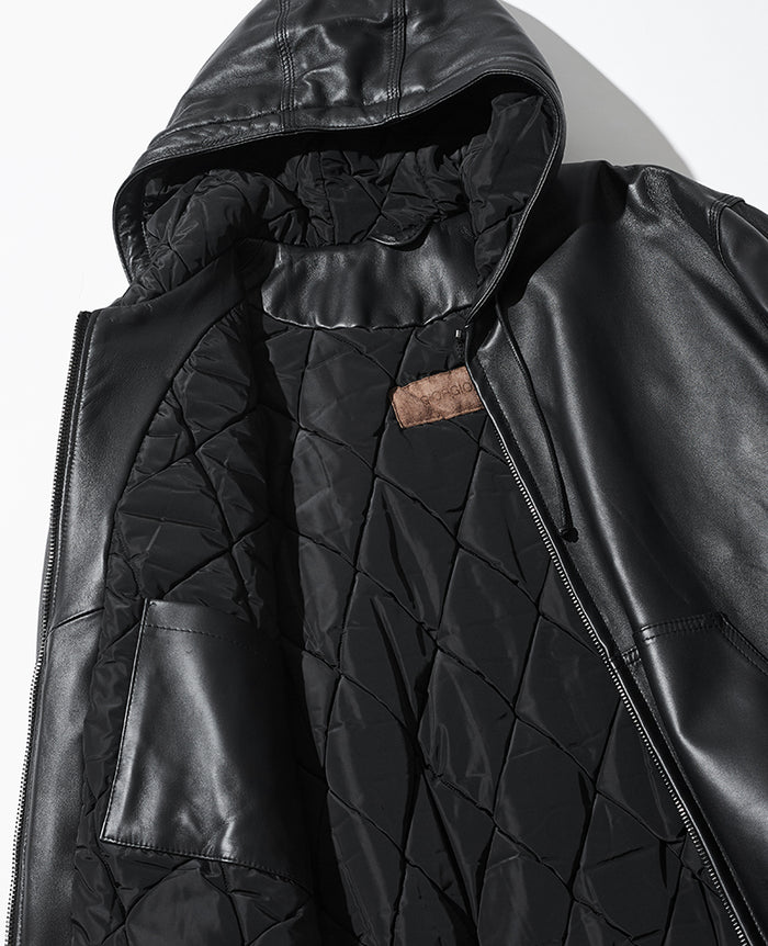 フーデッドレザーブルゾン – 買えるLEON