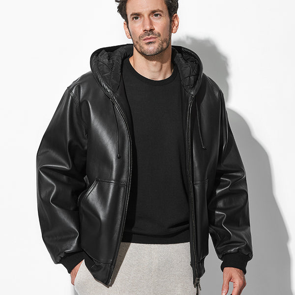 フーデッドレザーブルゾン – 買えるLEON