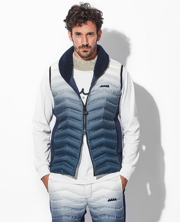 Gradient quilted down switching vest