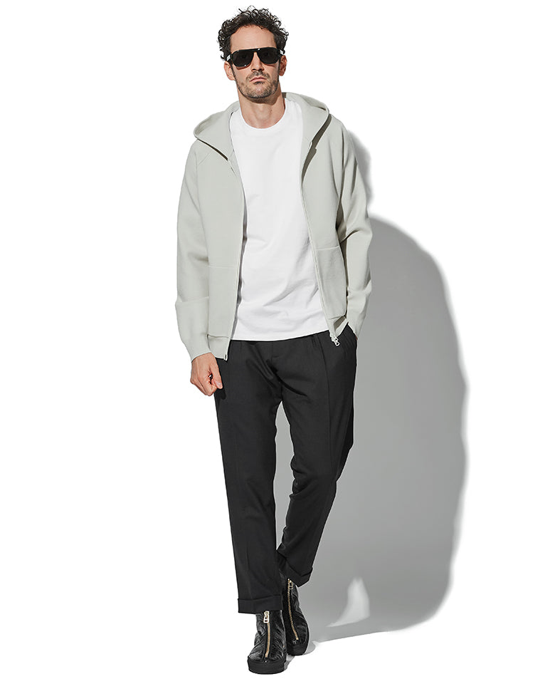 フロックプリント ニットフーディ