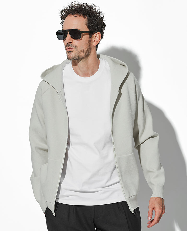 フロックプリント ニットフーディ