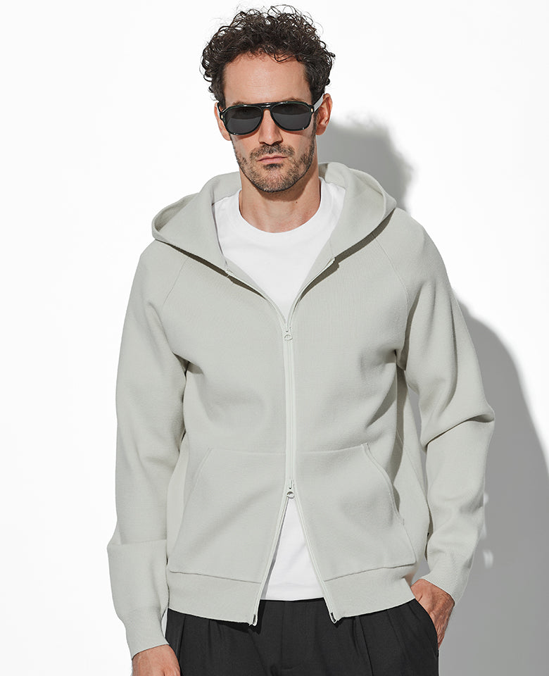 フロックプリント ニットフーディ