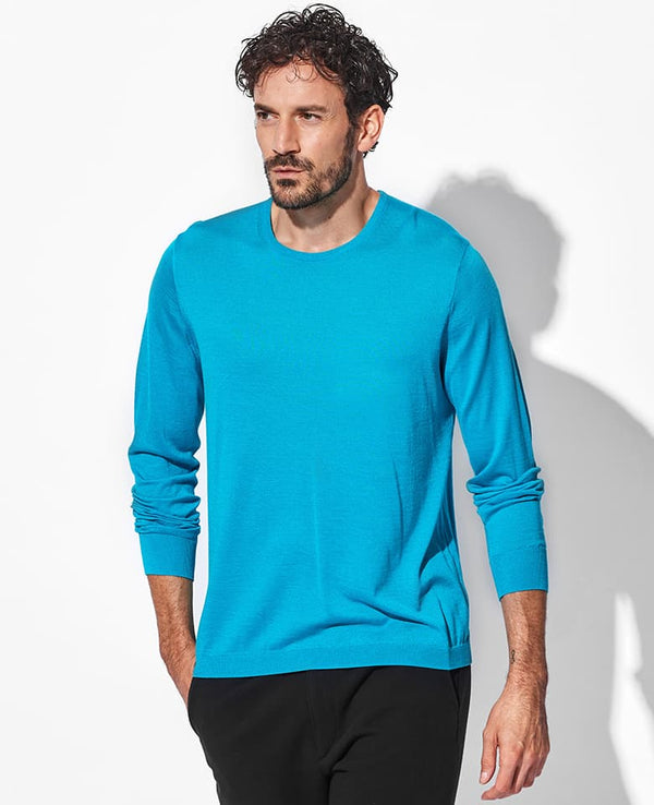 18G Wool Silk Crew Neck Pull-Over