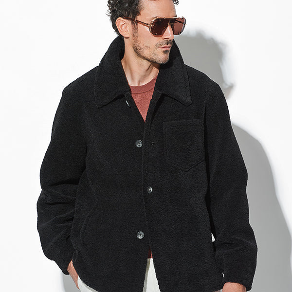 センソユニコ t.b シャツジャケット ウール綿 異素材モコモコ フレア