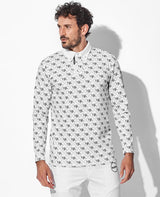 patterned long sleeve polo shirt