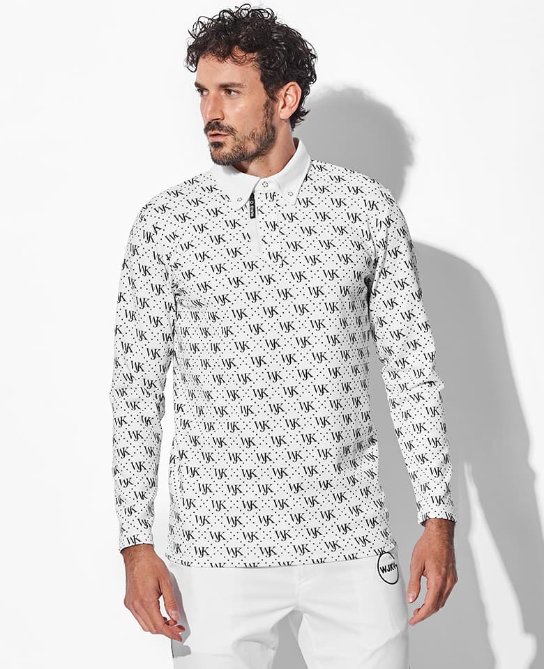 [November 11th] patterned long sleeve polo shirt