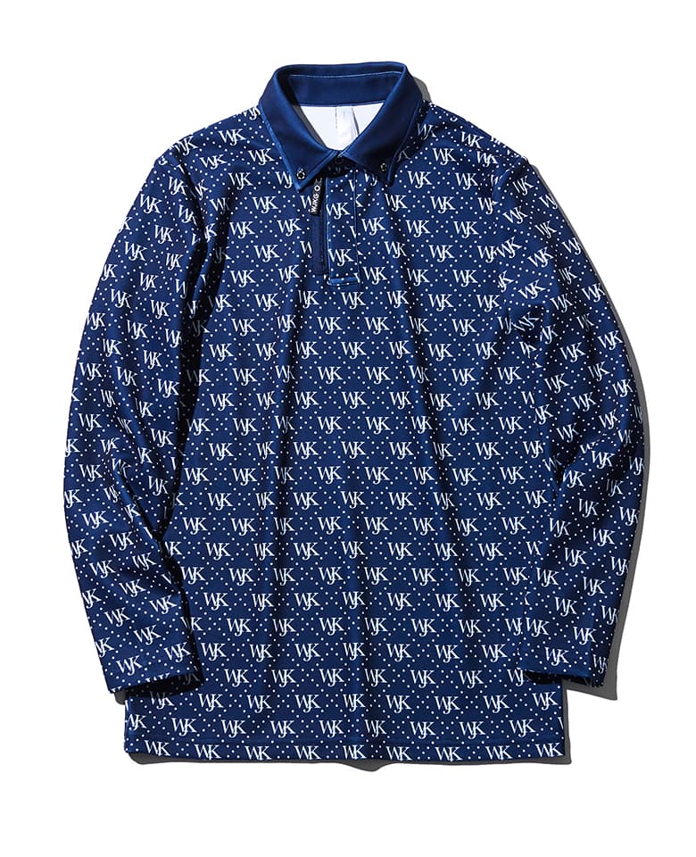 patterned long sleeve polo shirt