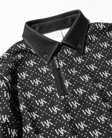 patterned long sleeve polo shirt