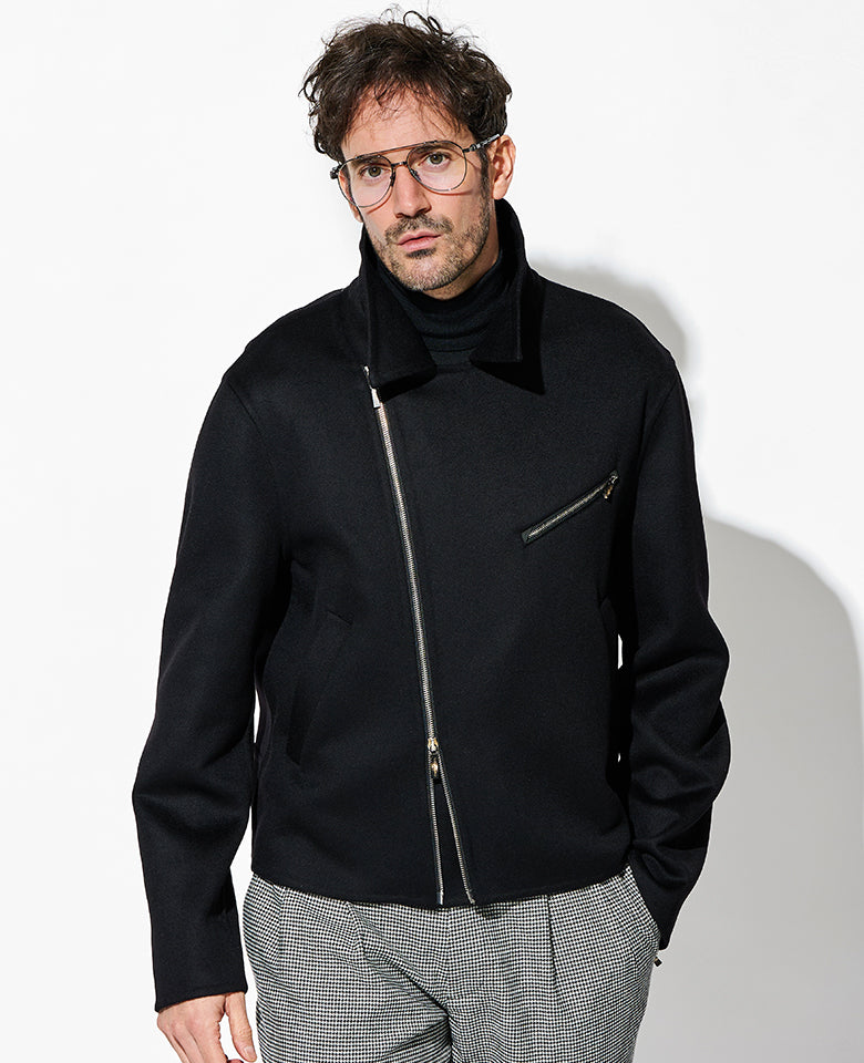 ライダース型カシミヤジャケット