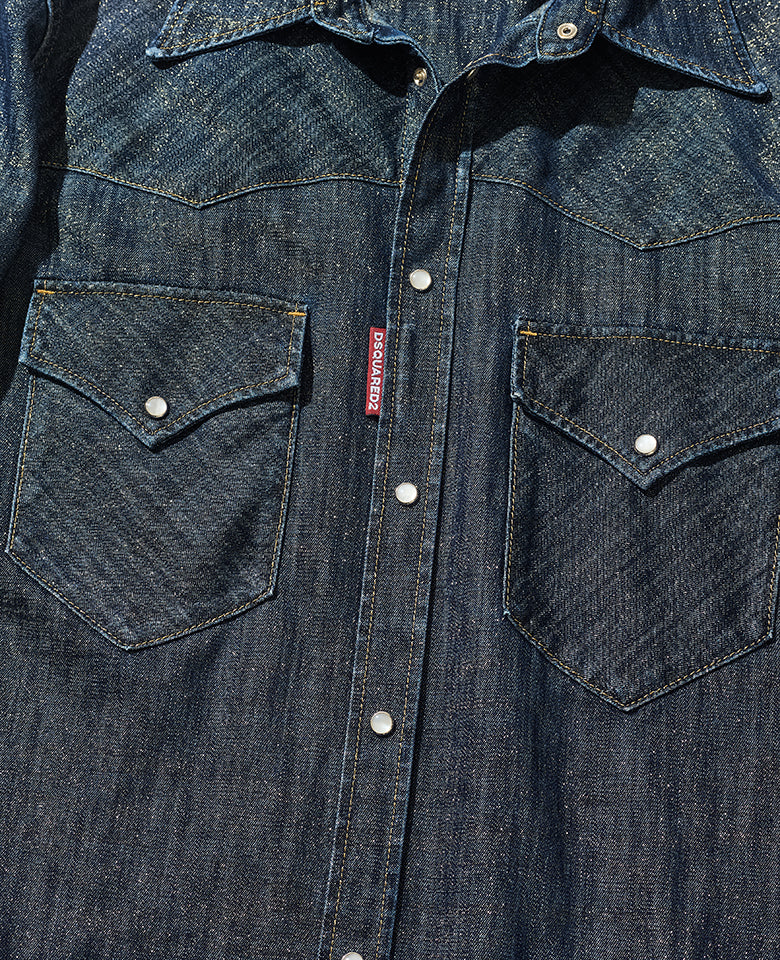デニム ルレックス ファッション ウエスタンシャツ