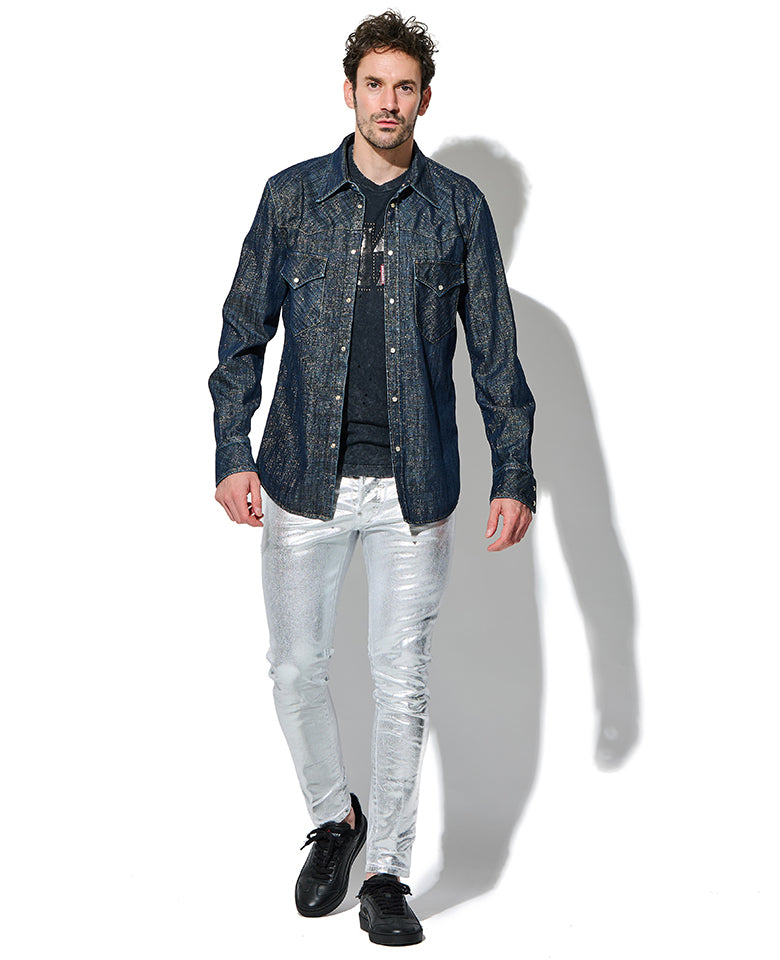 デニム ルレックス ファッション ウエスタンシャツ