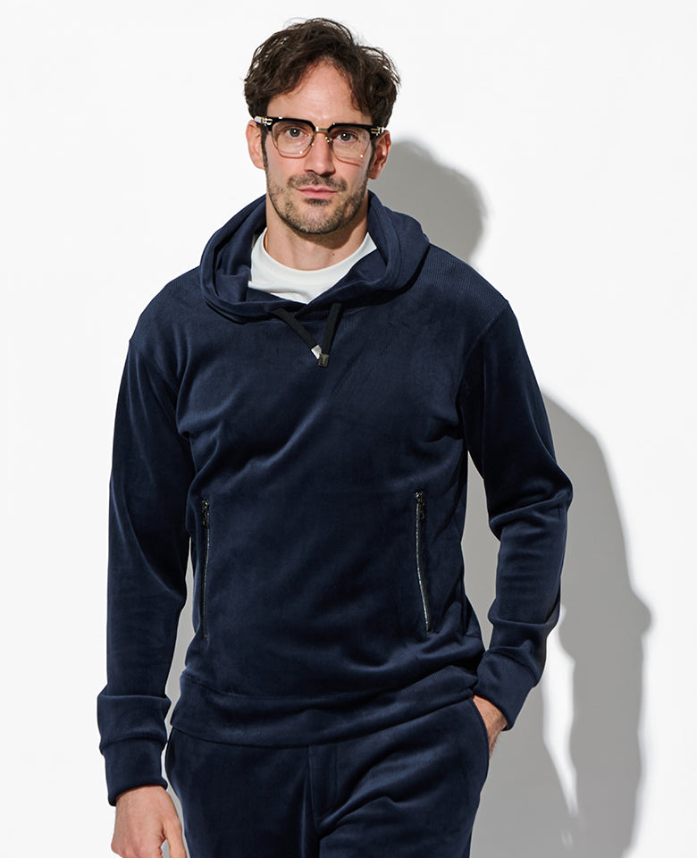 ストライプフリースパーカ