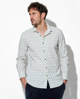 細コールペイズリープリントシャツ