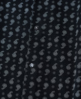 細コールペイズリープリントシャツ