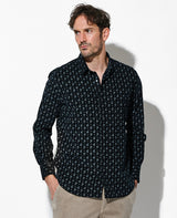 細コールペイズリープリントシャツ