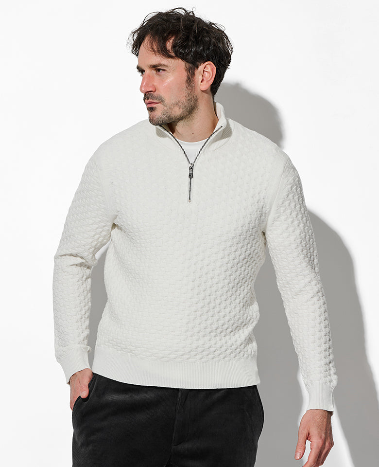 ハーフジップニット