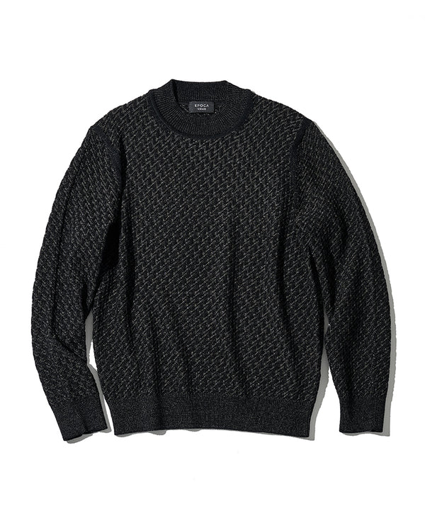 ジグザグ柄モックネックニット