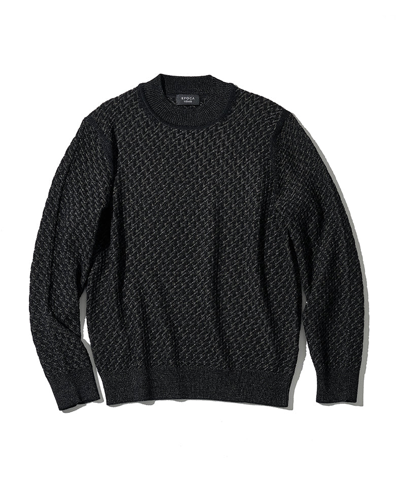 ジグザグ柄モックネックニット