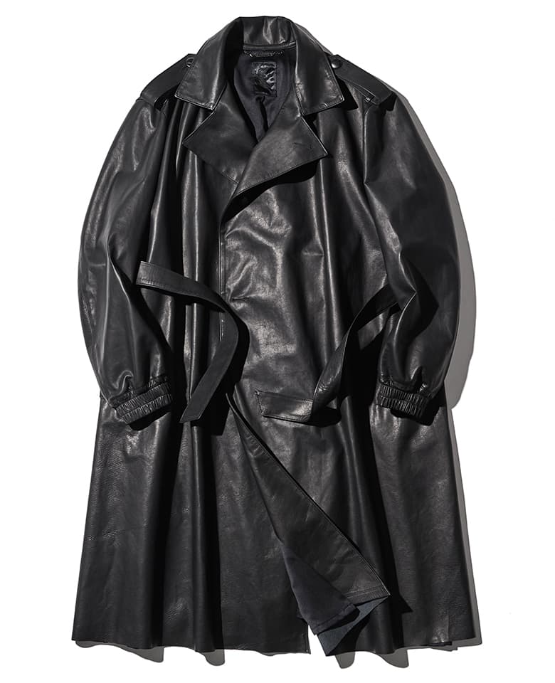 leather drape coat