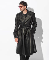 leather drape coat