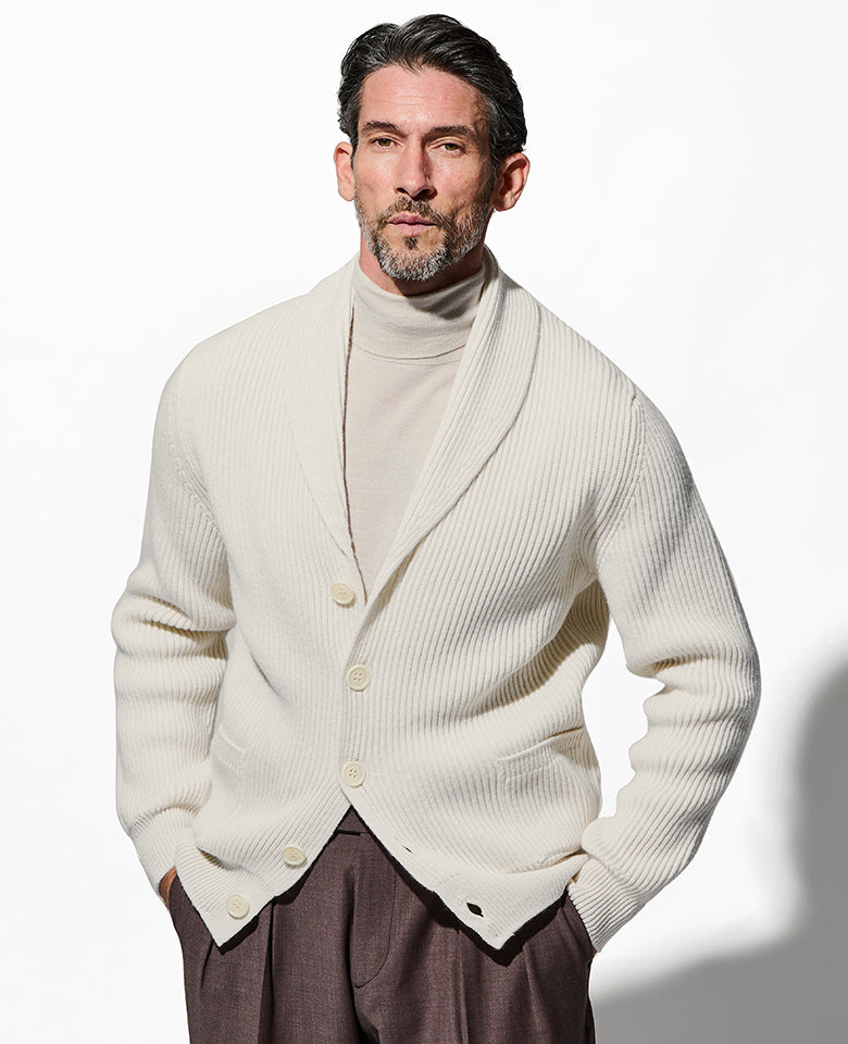 ショールカラーカーディガン