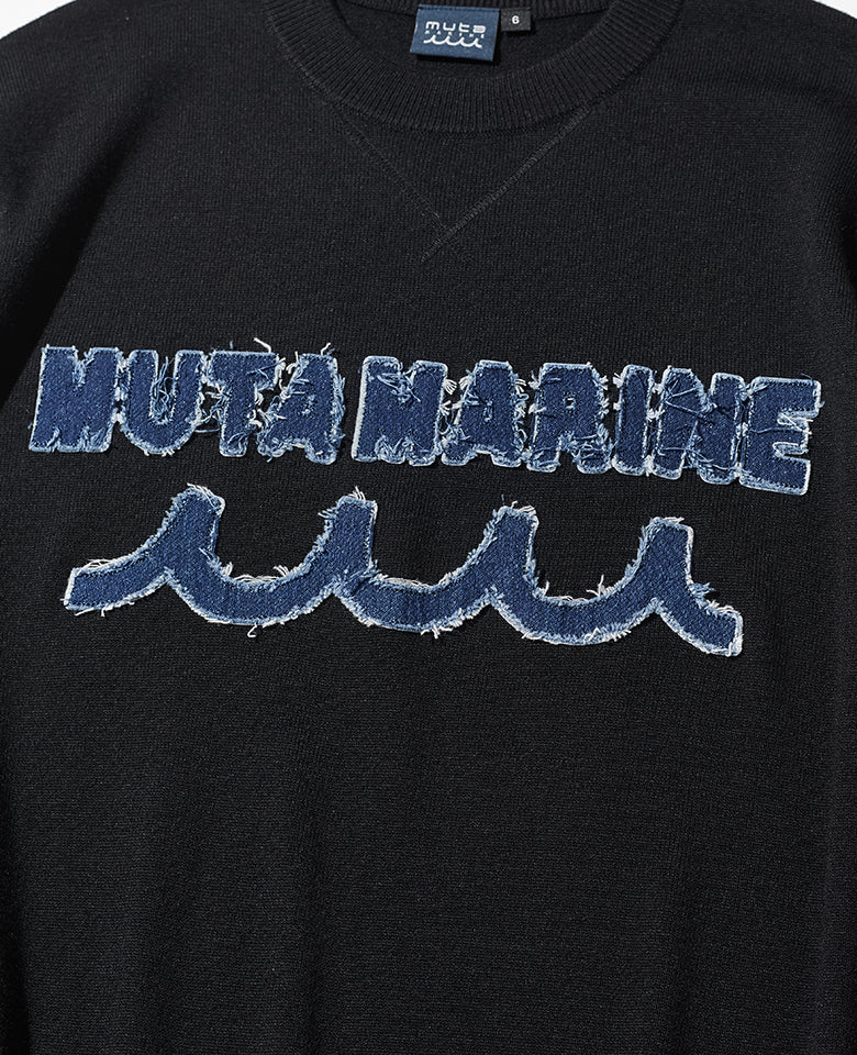 デニムパッチコットンニット