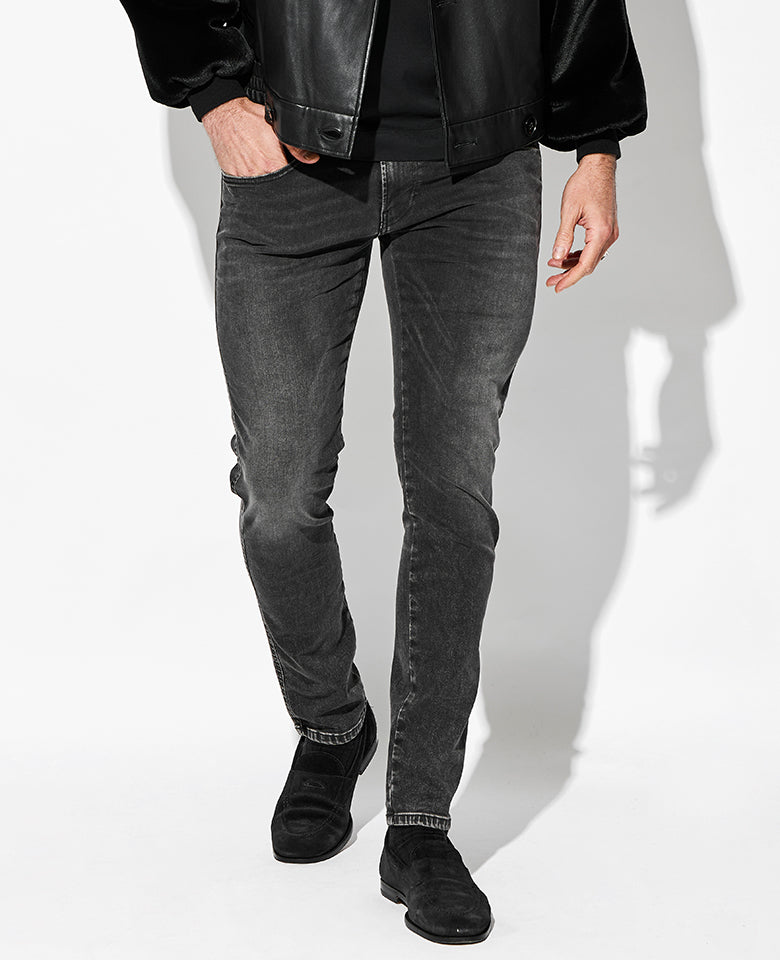 スリムフィットANBASS HYPERFLEXブラックストレッチデニム