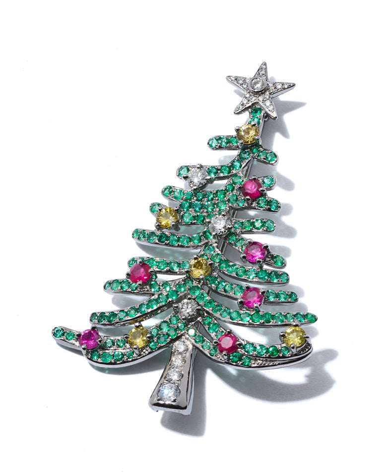 ダイヤサファイヤルビーエメラルドブローチ